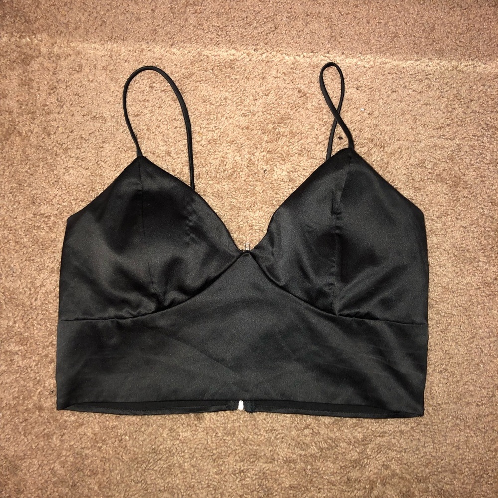 Charlotte Russe Black Spaghetti Strap Crop Top